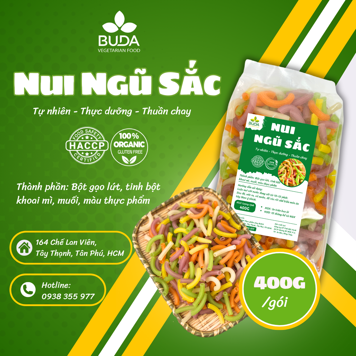 Nui ống dài ngũ sắc ( túi PAXH)