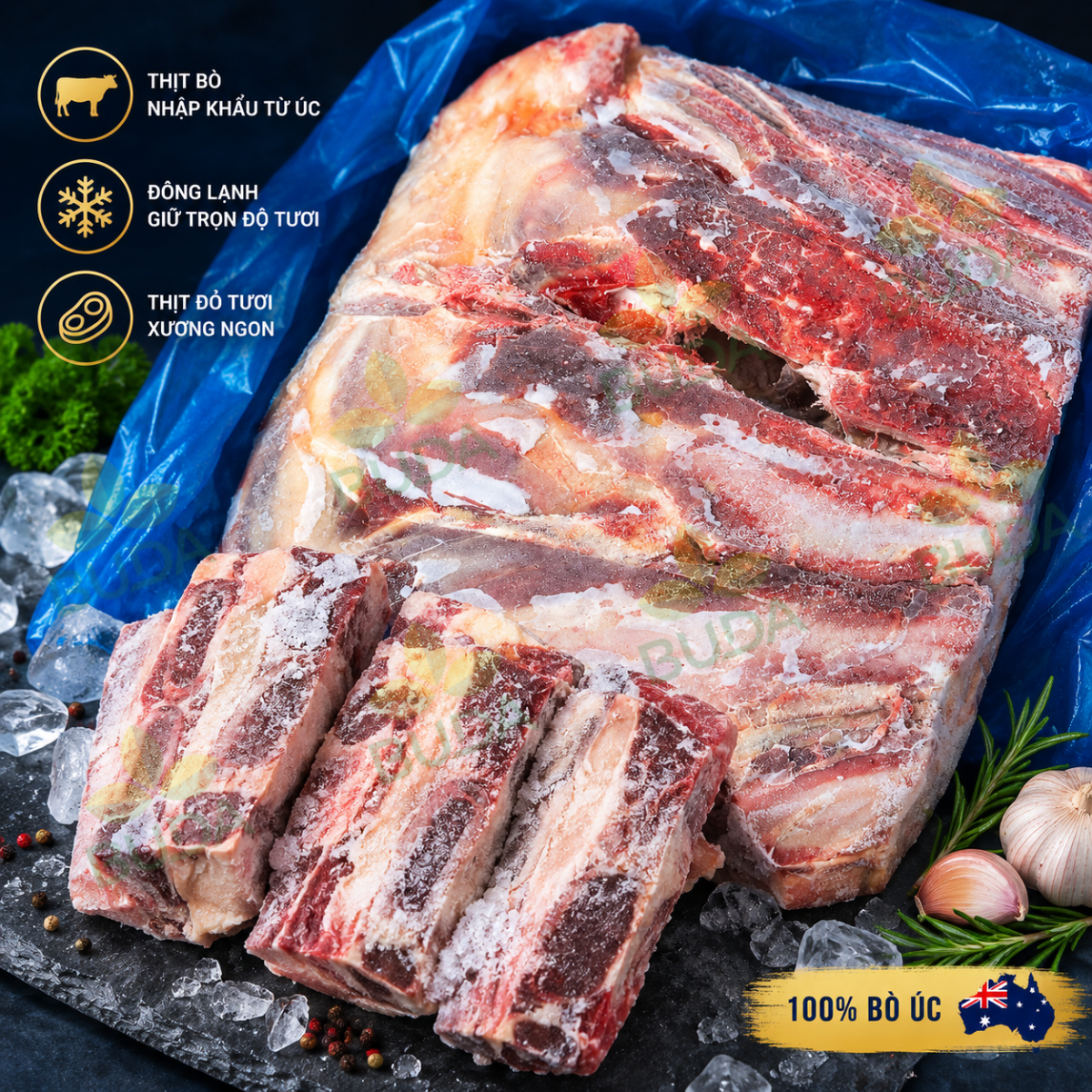 Sườn bò ÚC (phần ức) hiệu GREENHAM (M205) - 64k/kg (Bán theo thùng)