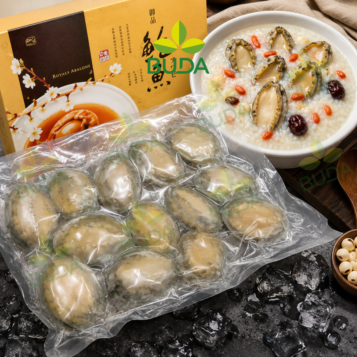 Bào Ngư 12 con/kg Nguyên Vỏ Đông Lạnh Royals Abalone 1Kg/gói NET 5.5 - Cung cấp sỉ & lẻ