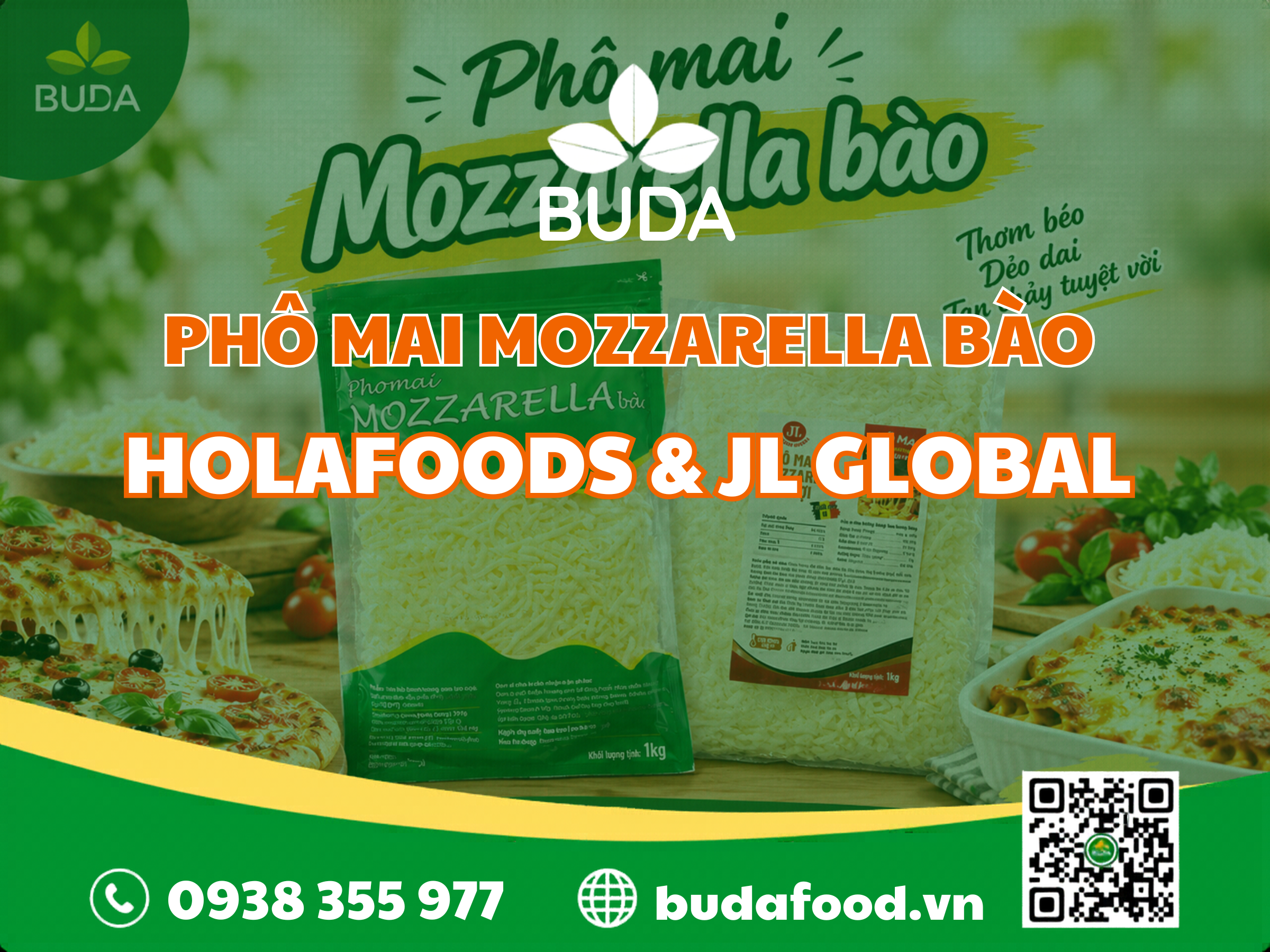Phô Mai Mozzarella Bào Holafoods & JL Global | Giá Sỉ THỰC PHẨM BUDA