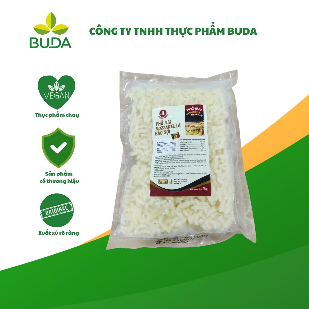 Phô mai bào Mozzarella - Global Foods - 1kg/Túi